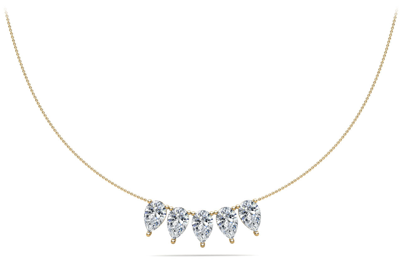 Five Stone Pear Shape Diamond Necklace