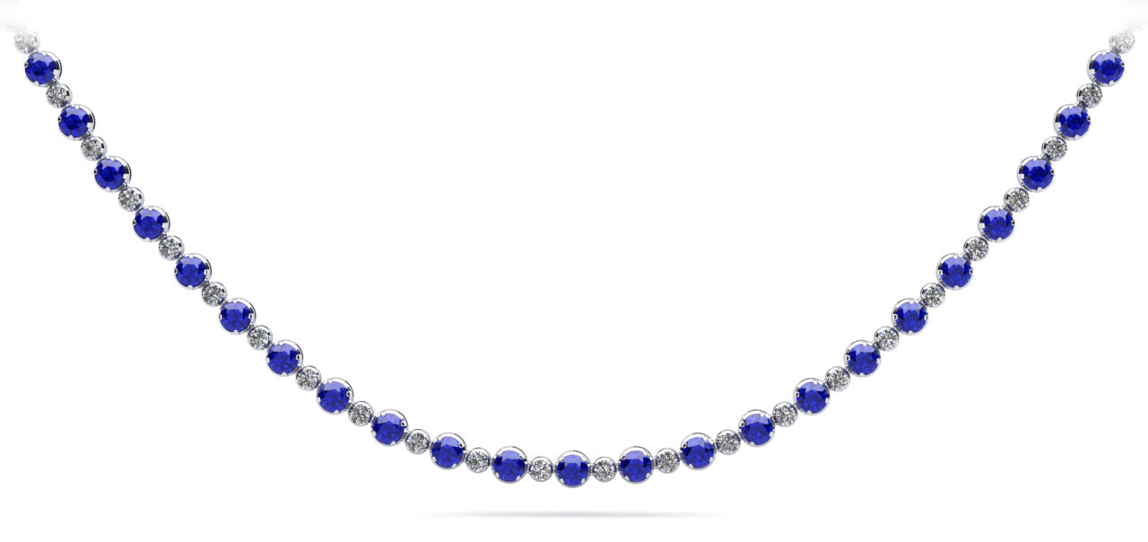 Alternating Gemstones And Diamonds Necklace