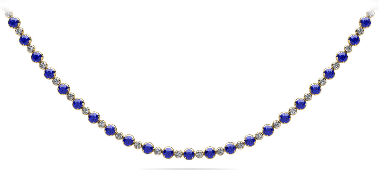 Alternating Gemstones And Diamonds Necklace