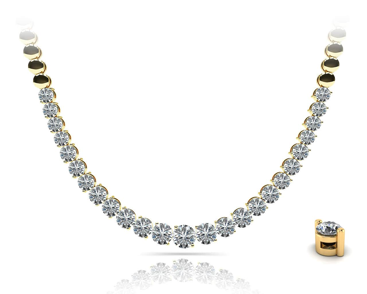 Graduated Diamond Strand Necklace With Shiny Links