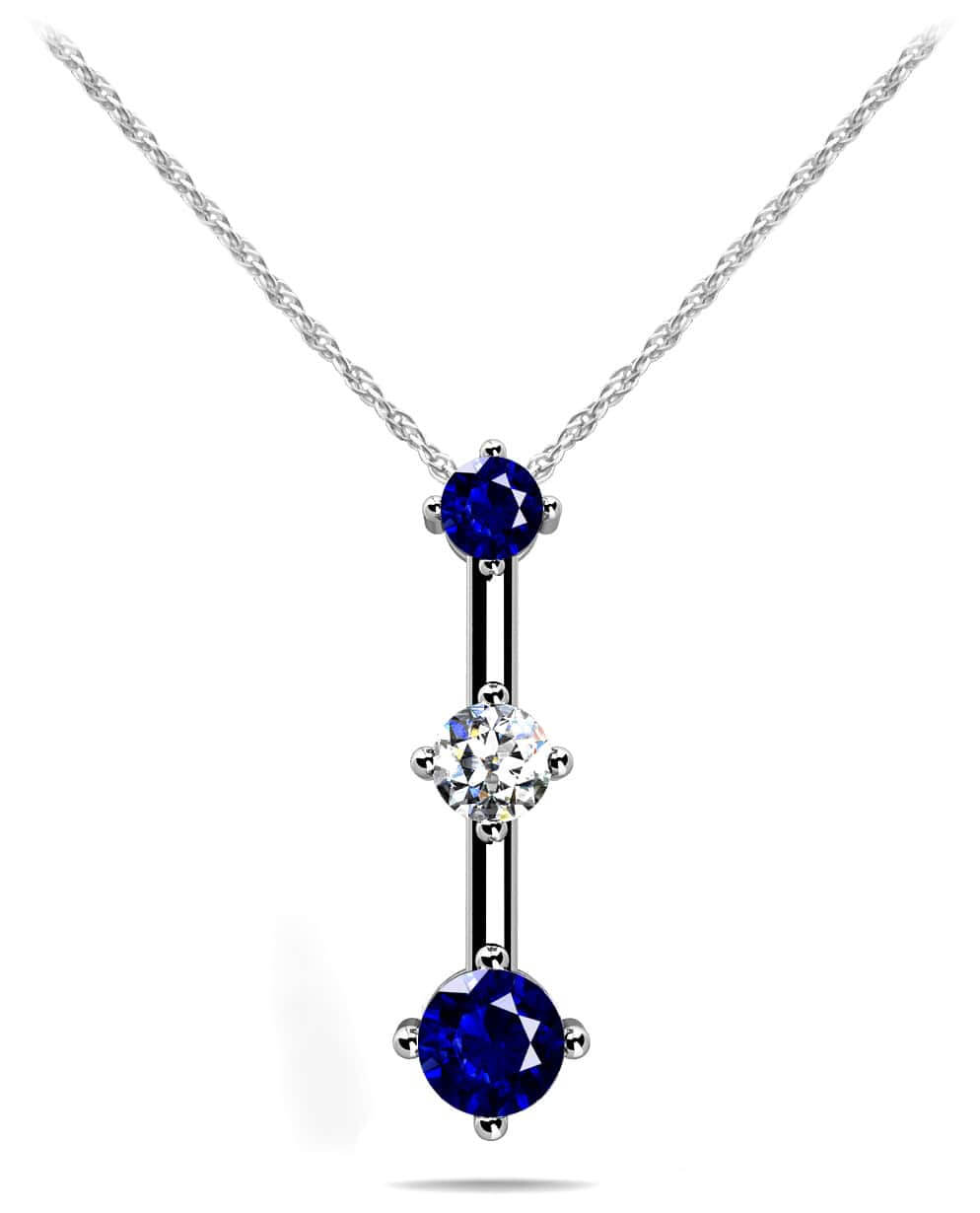 Offset Four Prong Triple Stone Pendant