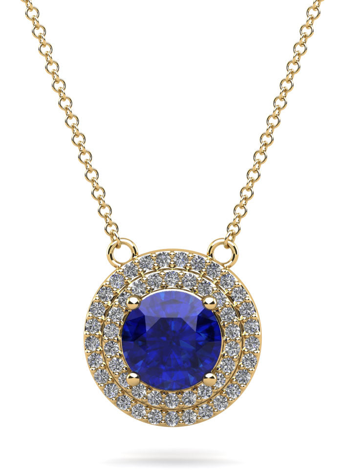 Double Halo Brilliance Gemstone Pendant