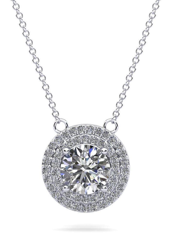 Double Halo Brilliance Diamond Pendant