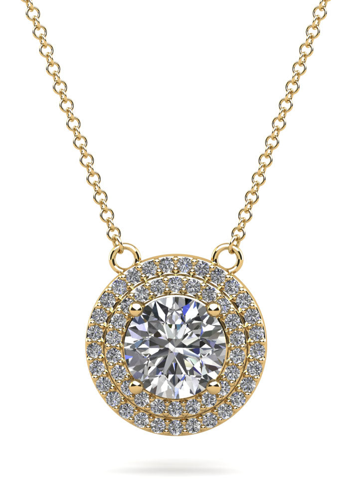 Double Halo Brilliance Diamond Pendant