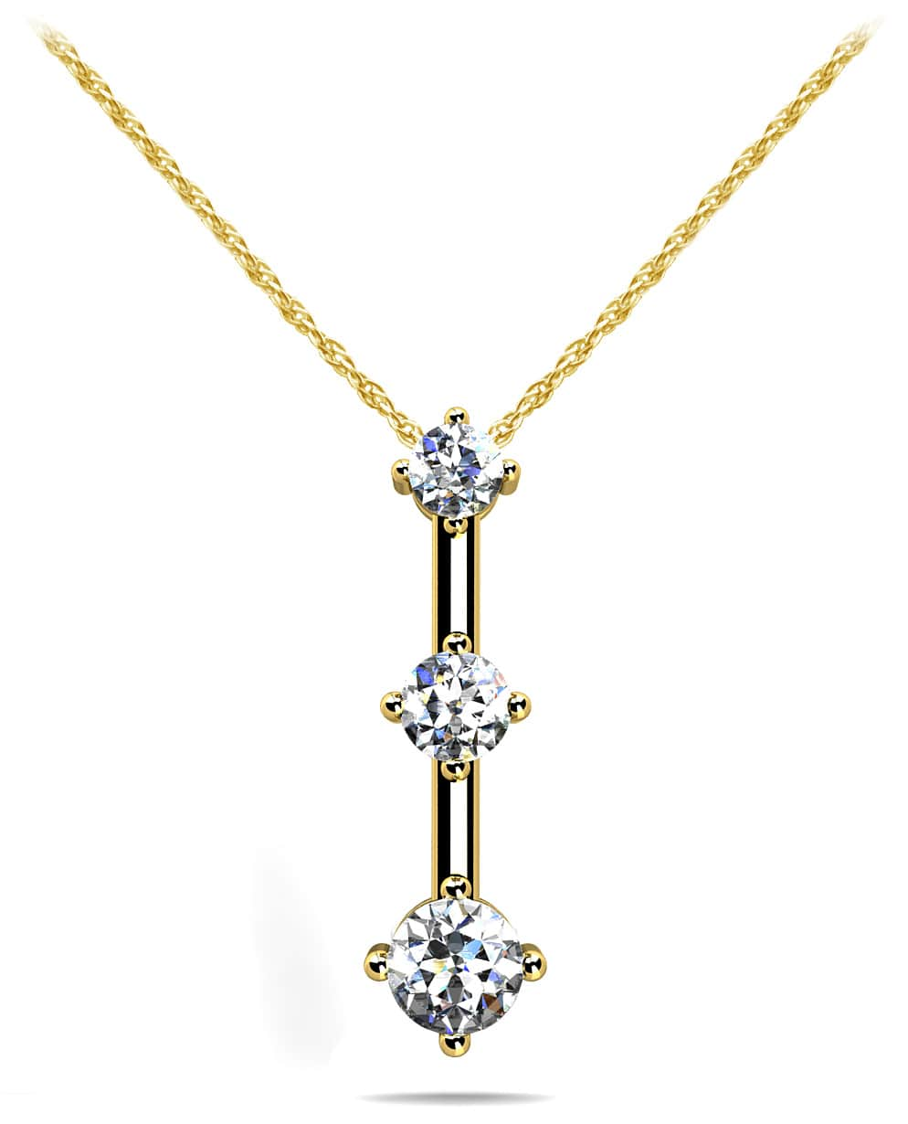 Offset 3 Stone Diamond Pendant In