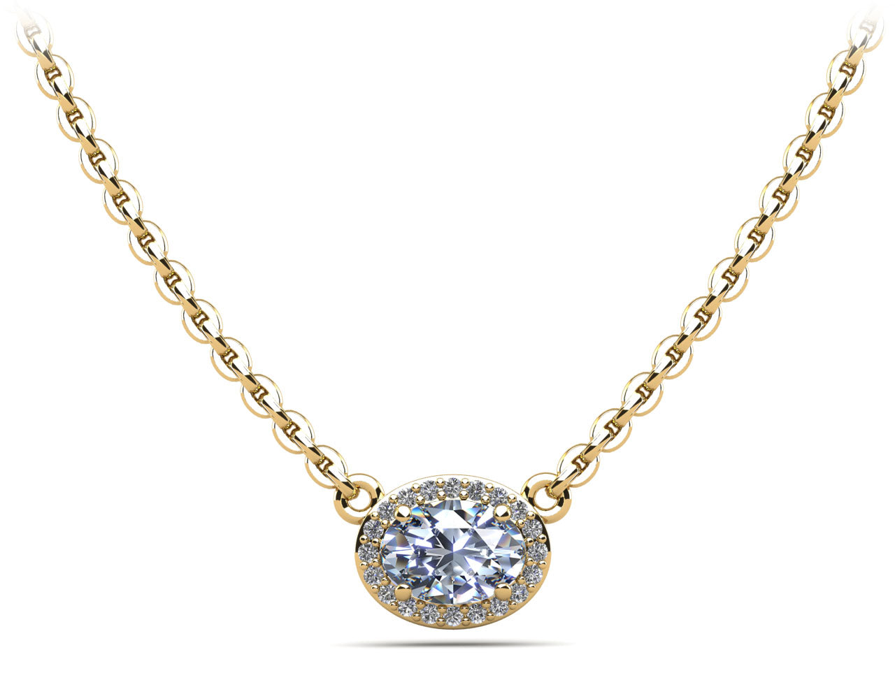 Oval Halo Diamond Pendant