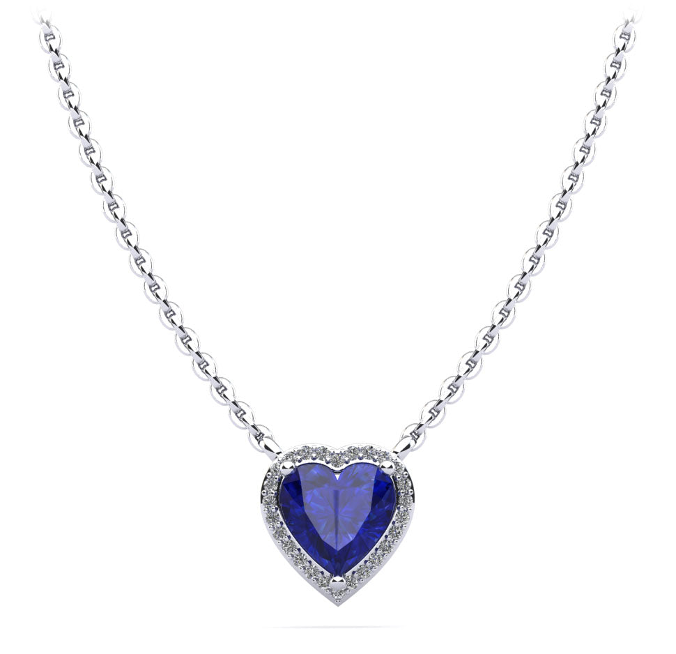 Perfect Heart Halo Diamond And Gemstone Pendant