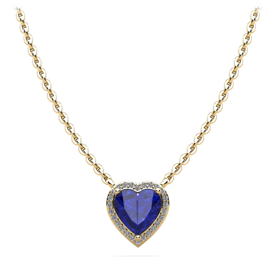 Perfect Heart Halo Diamond And Gemstone Pendant