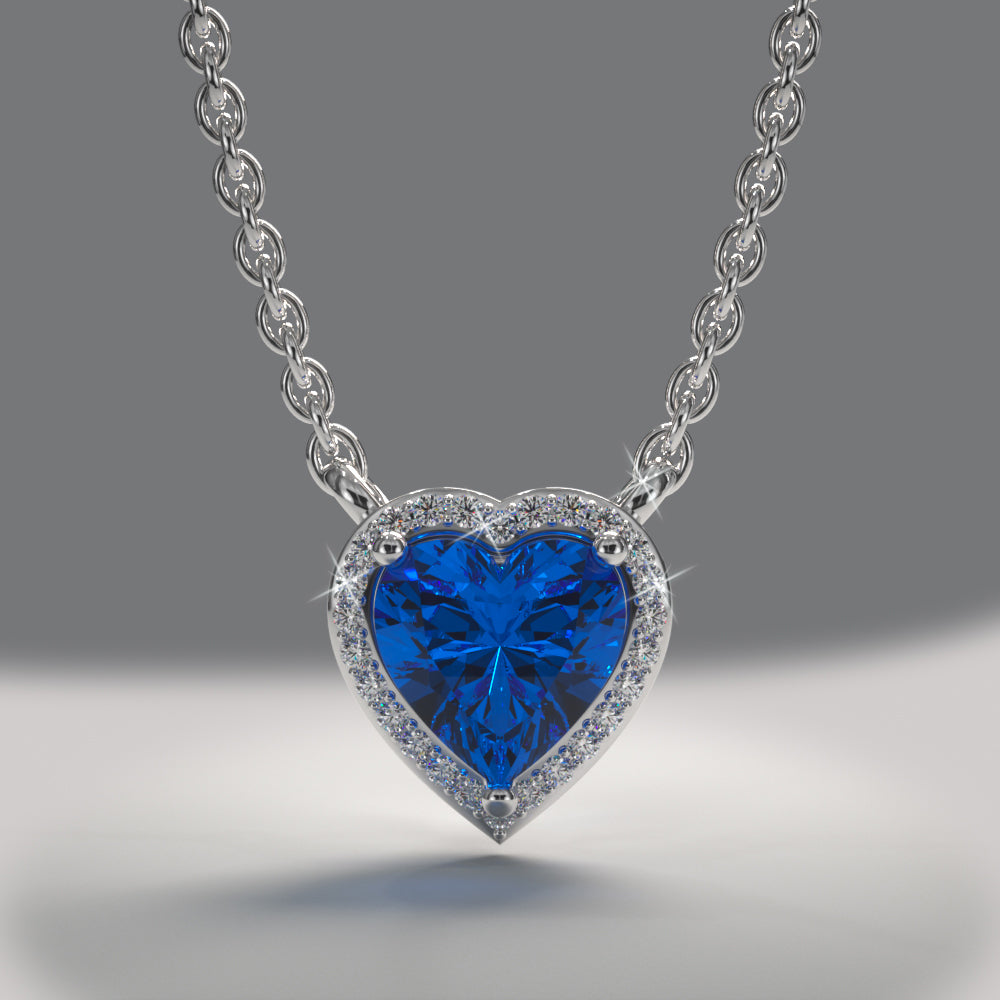 Perfect Heart Halo Diamond And Gemstone Pendant