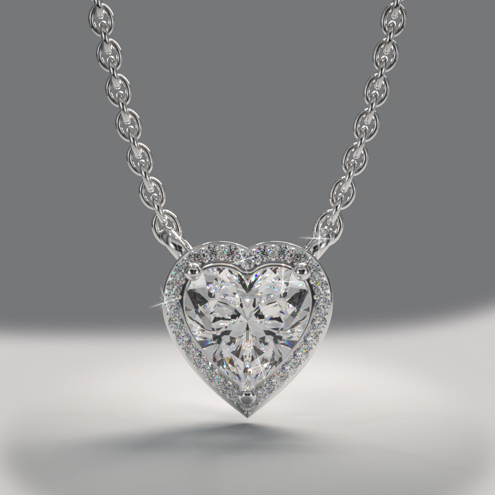 Perfect Heart Halo Diamond Pendant