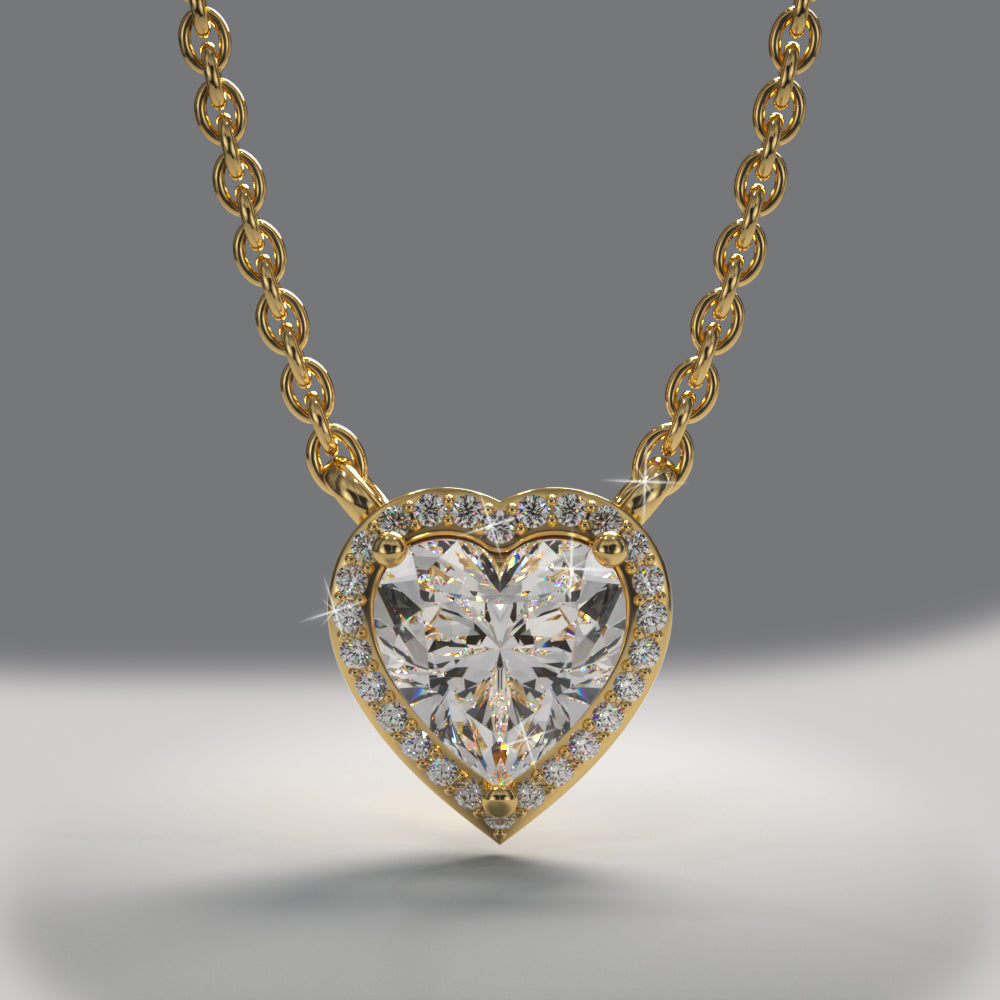 Perfect Heart Halo Diamond Pendant