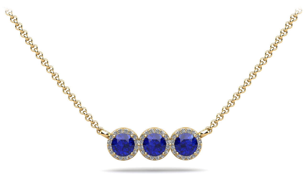 Triple Brilliance Diamond And Gemstone Necklace