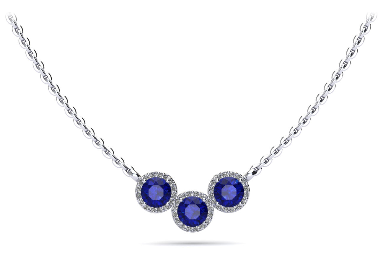 Triple V Shape Diamond And Gemstone Necklace