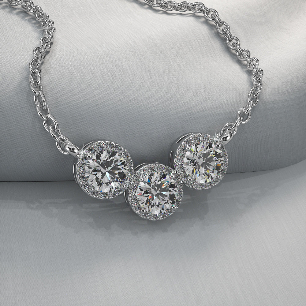 Triple V Shape Brilliance Diamond Necklace