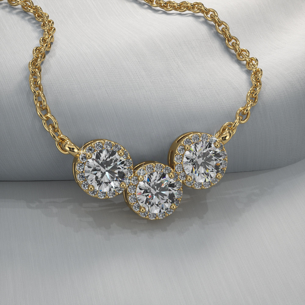 Triple V Shape Brilliance Diamond Necklace