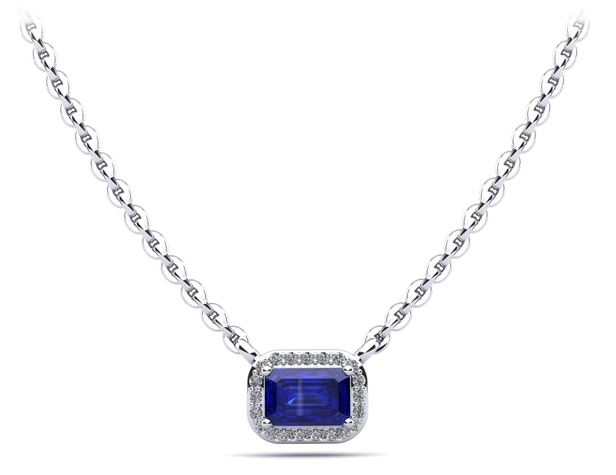 Emerald Cut Gemstone Diamond Dreams Halo Pendant