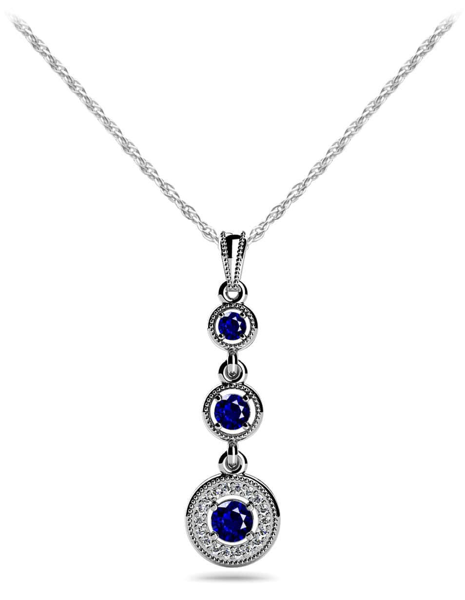 Triple Drop Gemstone And Diamond Pendant