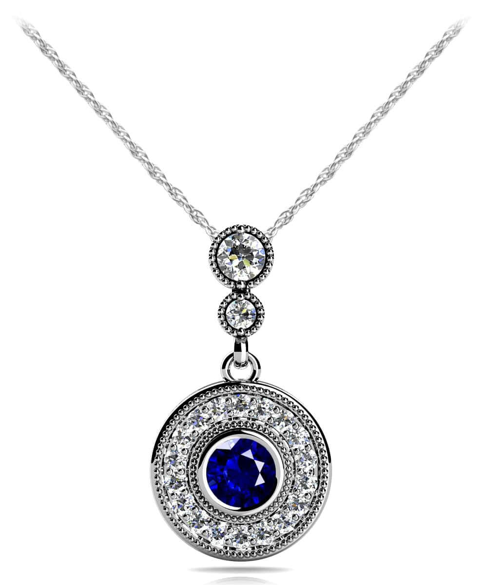 Double Circle Gemstone Drop Pendant