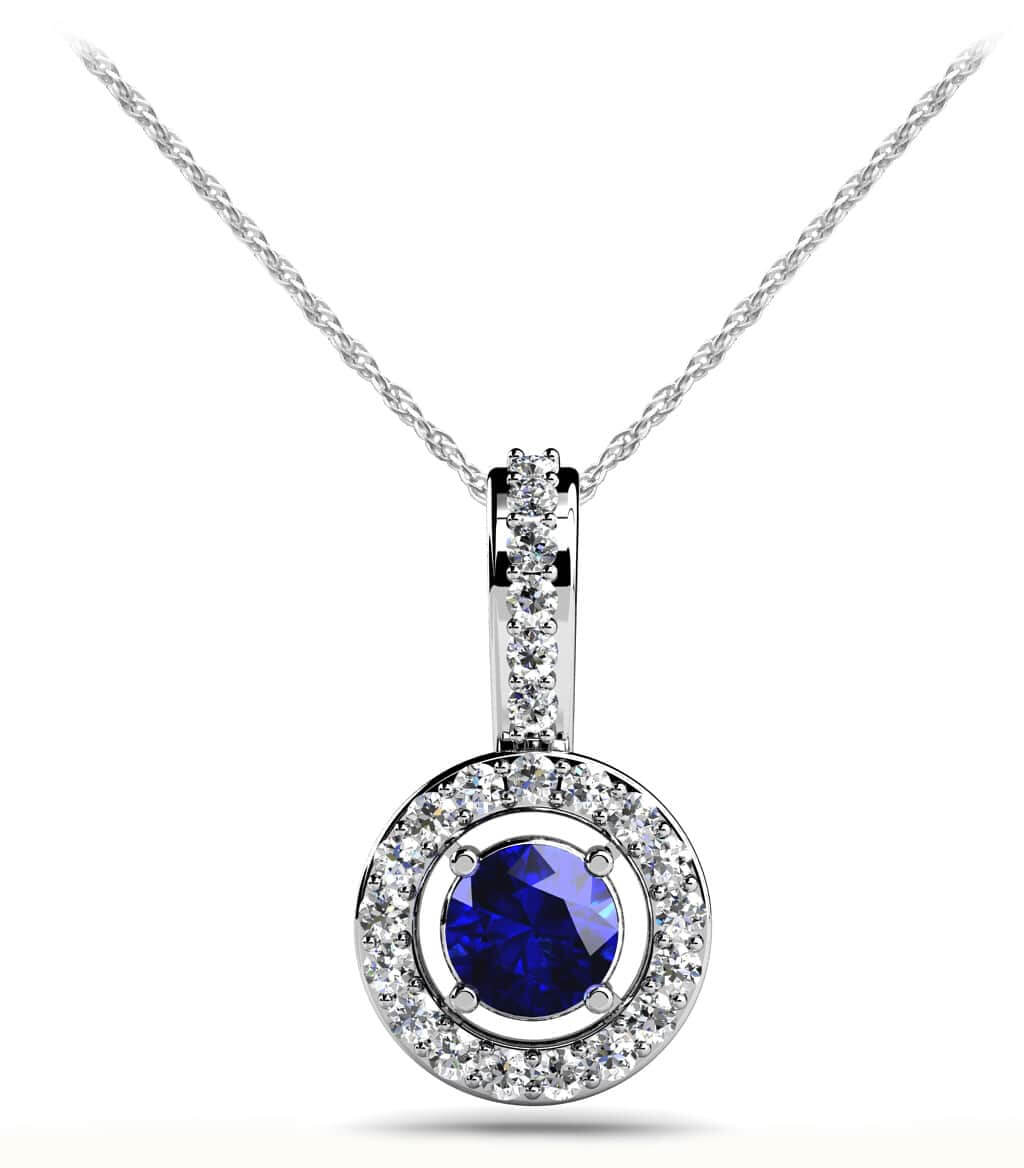 Gemstone Focus Diamond Circle Pendant