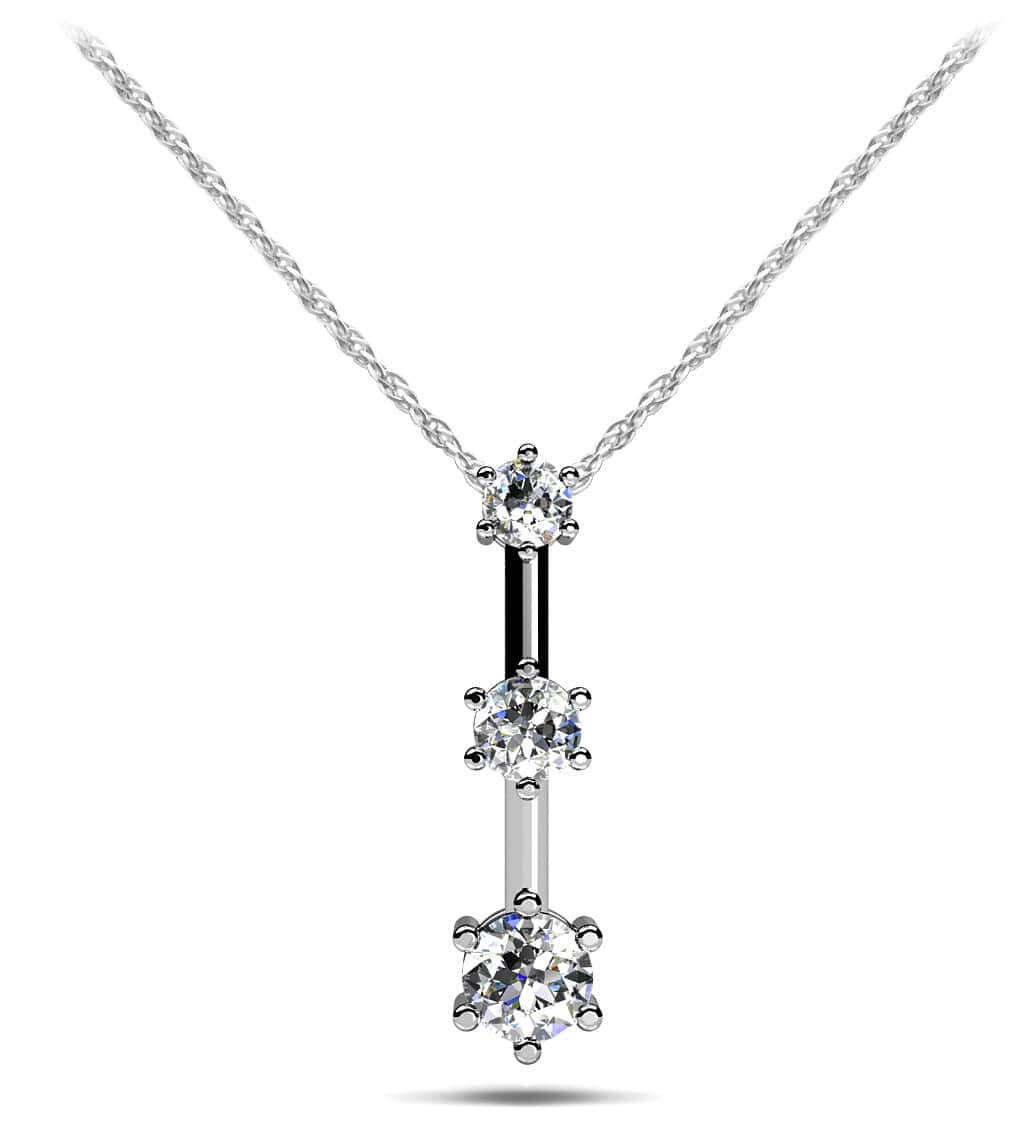 Triple Star 3 Stone Diamond Drop Pendant