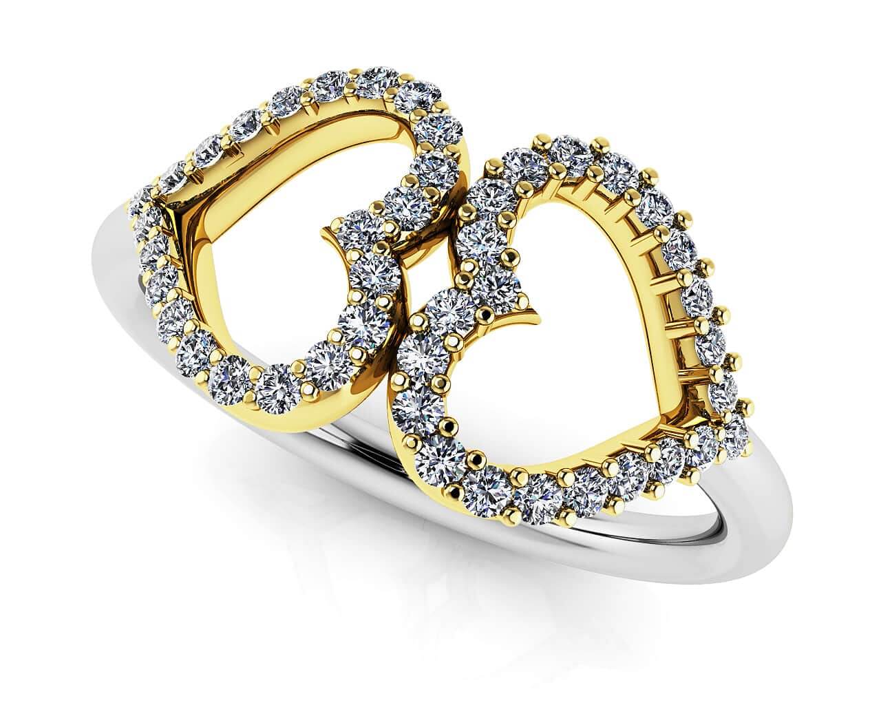 Twin Hearts Diamond Ring