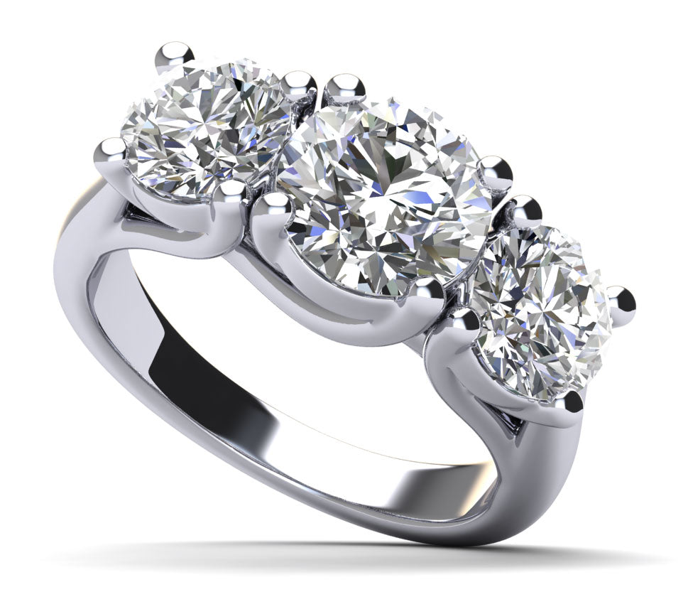 Three Stone Swirl Diamond Engagement Ring