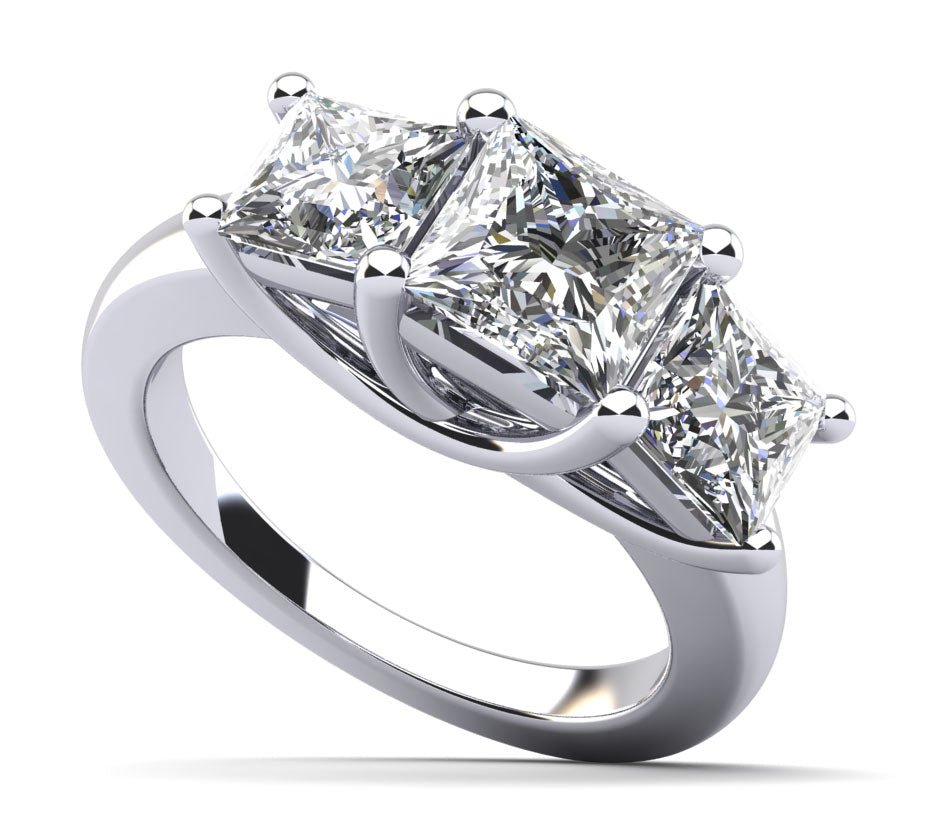 Princess Cut Swirl Three Stone Engagement Ring