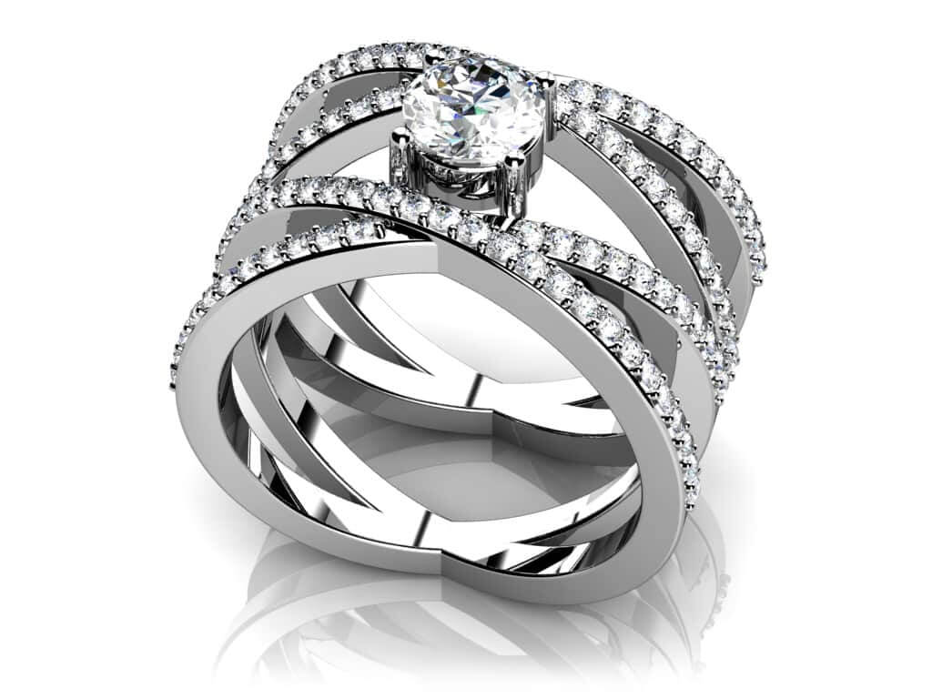 Quad Strand Diamond Wedding Anniversary Ring