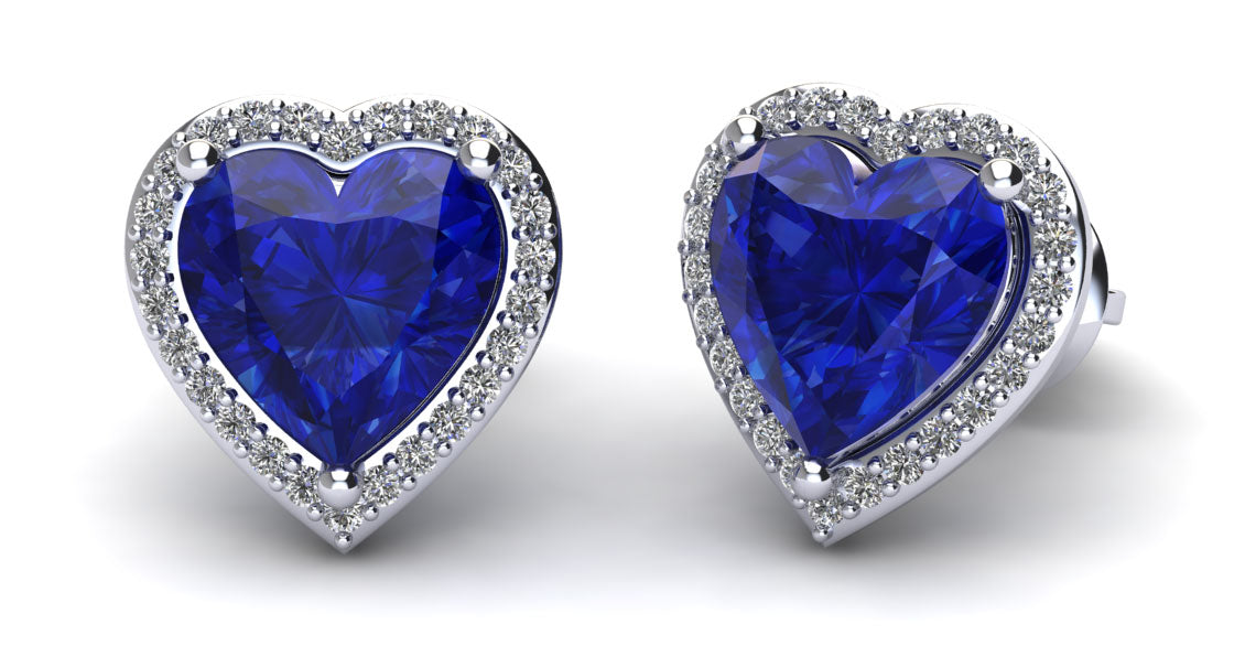 Halo Heart Gemstones And Diamond Studs