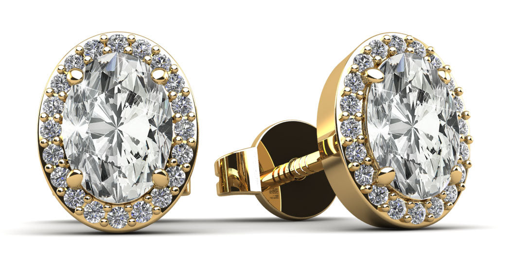 Halo Oval Diamond Stud Earrings