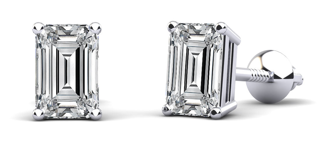 Classic Emerald Cut Diamond Stud Earrings