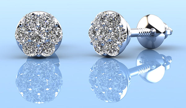 Alluring Diamond Cluster Stud Earrings