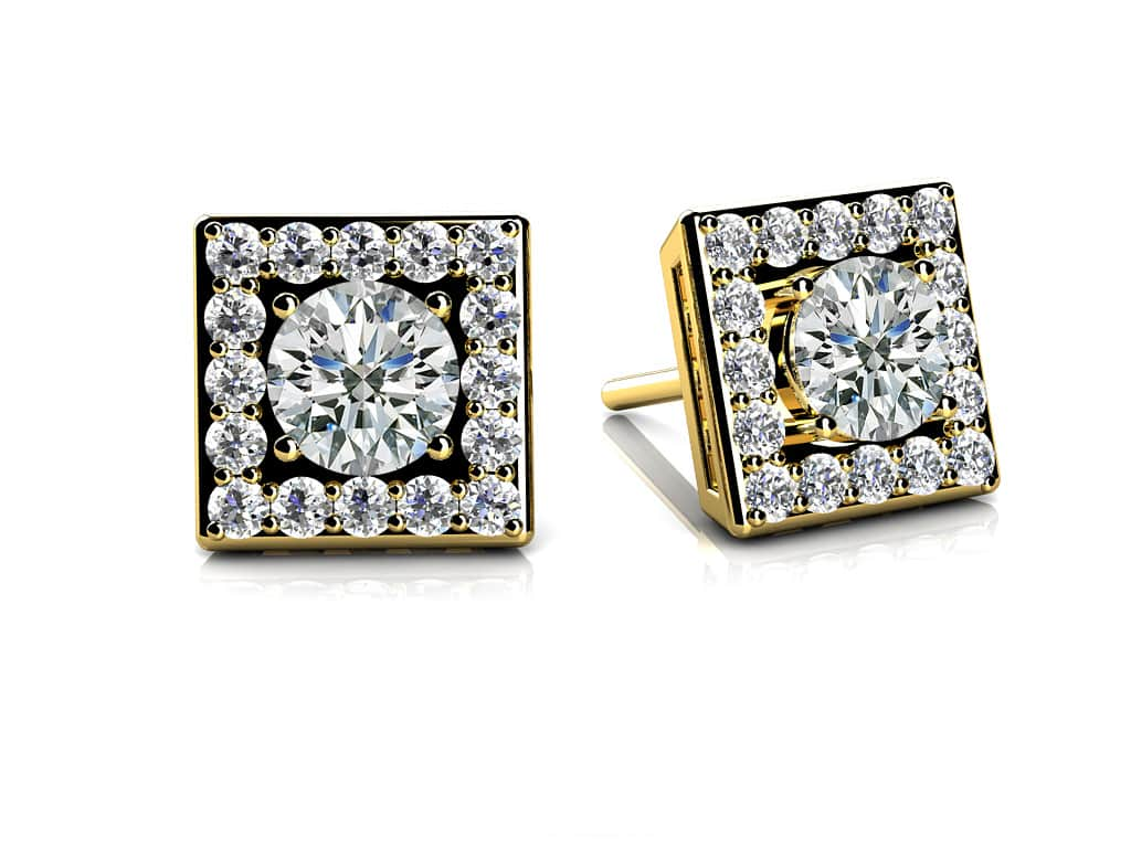 Diamond Centered Square Studs